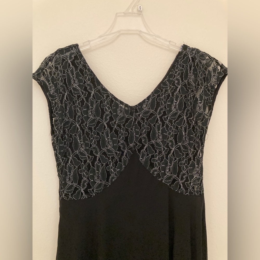 Black Semi-Formal Cocktail Dress with Lace Bodice Asymmetrical Hem Size M - Picture 4 of 10